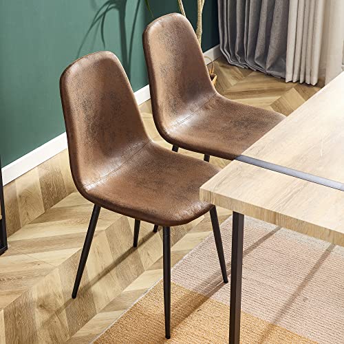 Ganooly Rustic 5 Piece Dining Room Table Set for 4 People, 55 Inch Rectangle Kitchen Dining Table with Wood Tabletop and Metal Frame & 4 Fabric Chairs Set, Suitable for Small Space Ganooly