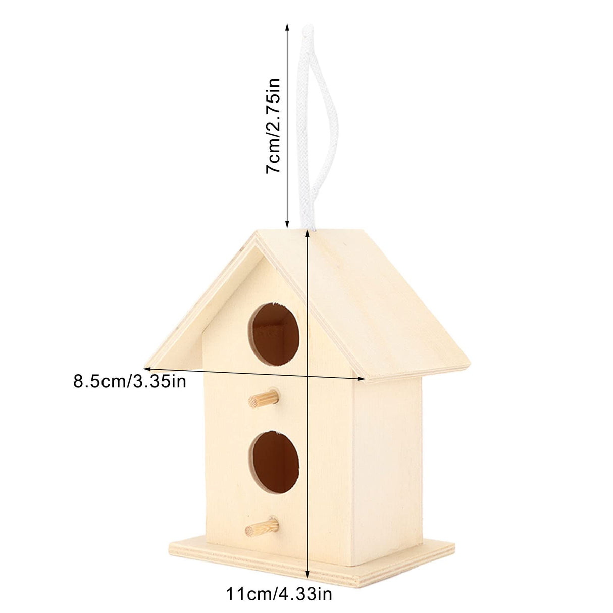 2PCS Bird Houses for Outside, Wooden Birdhouse Unfinished Bird Houses Hanging Wooden Birdhouse Wooden Bird Houses to Paint with Two Holes(#A) Beufee