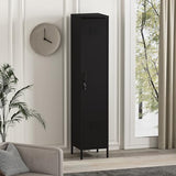 Manhattan Comfort Naomi 72.8'' Tall Storage Cabinet, Single Metal Locker with Lock, Adjustable Shelves, Vented Door & Floor Protectors, Modern Garage & Office Organizer, Black Manhattan Comfort