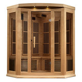 DYNAMIC SAUNAS Maxxus MX-K356-01 Elite 3-Person Corner Near Zero EMF (Under 2 MG) FAR Infrared Sauna, (Canadian Hemlock) Curb Side Delivery DYNAMIC SAUNAS