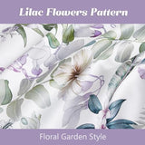 La Sheer Floral Duvet Cover Set Garden Style Twin 2 Pieces Bedding Set, Ultra Soft Green Leaves Botanical Flowers Pattern Lavender Reversible Farmhouse 1 Comforter Cover + 1 Pillowsham(No Comforter) La Sheer