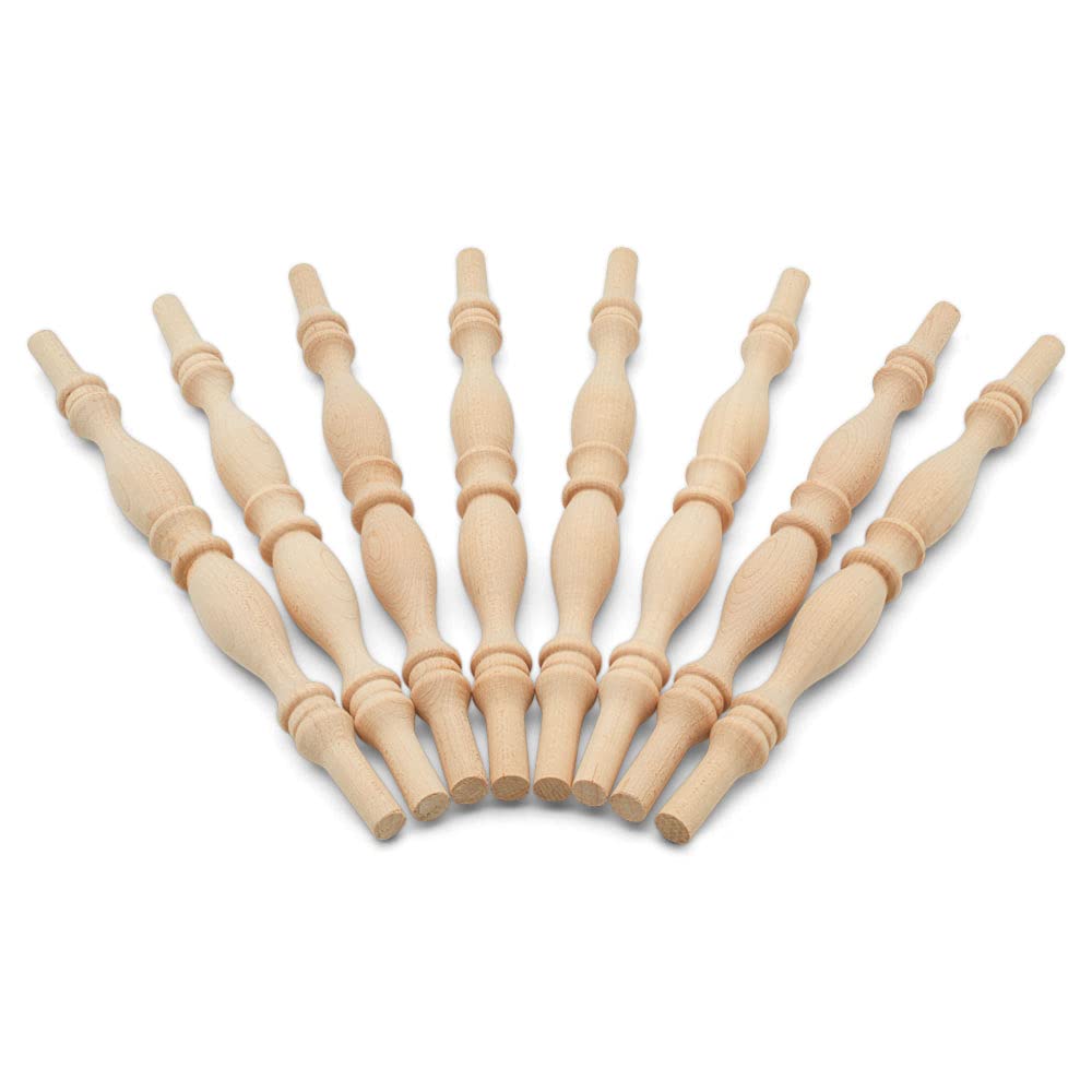 Wooden Baluster Spindles 9", Pack of 12 Spindles for Crafts, Woodworking, and Furniture, by Woodpeckers Woodpeckers