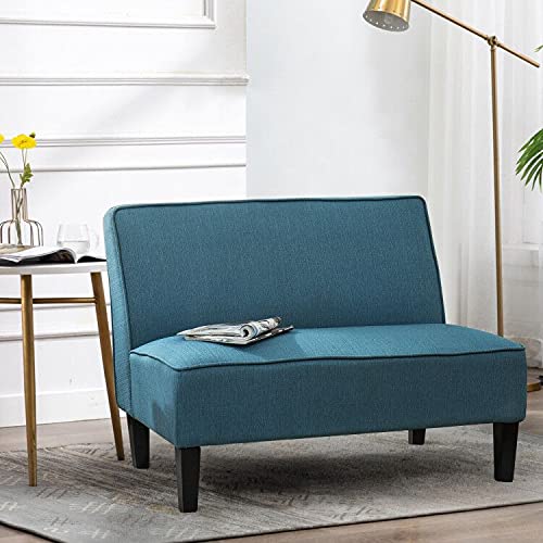 Changjie Furniture Small Loveseat Sofa, Upholstered Small Sofa Couch Mini Love seat Sofas for Bedroom Living Room (Blue) Changjie Furniture