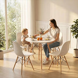 Tangkula Round Dining Table Set for 4, Modern Circle Kitchen Table & 4 Chairs with Ergonomic Seats and Solid Wood Legs, 5-Piece Dining Room Set for Small Spaces, Kitchen, Living Room Tangkula