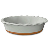 Mora Ceramic Pie Pan for Baking - 9 inch - Deep and Fluted Pie Dish for Old Fashion Apple Pie, Quiche, Pot Pies, Tart, etc - Modern Farmhouse Style Porcelain Ceramic Pie Plate - Earl Grey MORA CERAMICS HIT PAUSE