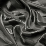 RevenRella 3 Piece Satin Duvet Cover Set Bedding Sets Italian Style 1800 Series Luxury Rich Silk Silky Super Soft Stripes Hidden Zipper Closure Reversible Wrinkle Free Honeymoon(Grey, King) RevenRella