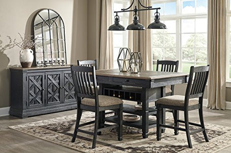 Signature Design by Ashley Tyler Creek Vintage Casual Dining Room Buffet Cabinet or Server with 3 Doors and Lattice Design, Wood, 36" High, Black & Gray Signature Design by Ashley