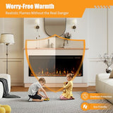 60" Electric Fireplace with Mantel for 50" Insert, Weyderk Ultra-Thin 5.5" Surround, 750/1500W Heater with 12 Flame Effects, 1-8 Hours Timer, Wall Mounted TV Stand for Livingroom, White Weyderk