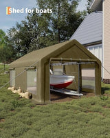 12X20 Ft Heavy Duty Carport Canopy, 240 Sq Ft Portable Garage with Roll-Up Doors & Windows, All-Steel Frame Shelter for Vehicles, Outdoor Storage & Events PeacefulHues