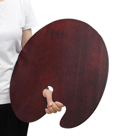 Large Walnut Wooden Paint Palette 20 x 16 Inch - Kidney Shaped Oil Painting Pallet, Color Mixing Tray for Pro, Artist Art Students, Gouache 50 * 40 cm (Oval 20 x 16 inch) KIILOMP