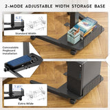 BONTEC Rolling Standing Desk, Tilting Desktop, Foot Pedal Height Adjustable, Small Mobile Portable Laptop Computer Workstation for Teacher Home Office with Storage Shelf, 2 Hooks, Wheels, Black BONTEC