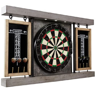 Seller123 Prescott Collection 40'' Dartboard Cabinet Set, Steel Tip Darts, Gray