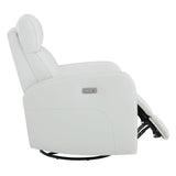 CHITA Genuine Leather Power Swivel Glider Recliner Chair, FSC Certified Double Layer Backrest Truck Armrest Recliner Chair Sofa for Living Room-White CHITA