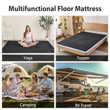 Zelladorra Japanese Floor Mattress, Quilted Futon Mattress with Anti-Slip Bottom, Foldable Floor Bed with Storage Bag and Straps, (Black, Twin) Zelladorra