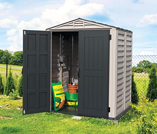 Duramax YardMate 5' x 5' Plus Plastic Garden Shed with Plastic Floor - Anthracite & Adobe - 15 Years Warranty DURAMAX