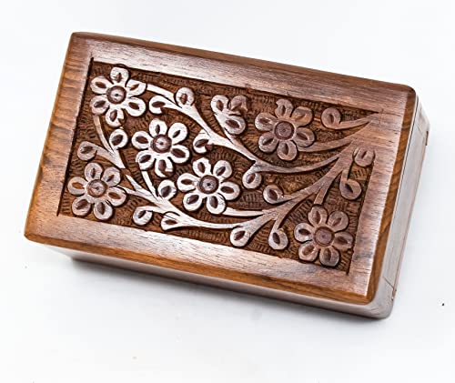 Handcrafted Keepsake Wooden Urn Box for Ashes - Beautiful Wooden Urn Tree of Life Design Handmade Rosewood Cremation Urns - Small Wood Box Cremation