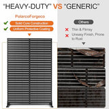 Metal Privacy Screen Outdoor, Freestanding Balcony Privacy Fence Panel for Patio, AC Unit Cover, Decorative Outdoor Room Divider (71", Black Louvered, 5 Panels) PolarcoForgeco
