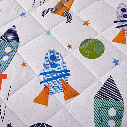Brandream Kids Space Bedding Set Boy Girl Cotton Comforter Set Space Rocket Galaxy Bedroom 3-Piece Full Size Brandream