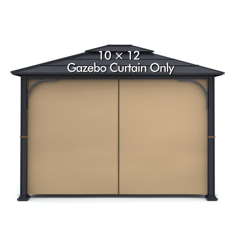 Gazebo Universal Replacement Privacy Curtain - Wonwon Privacy Panel Canopy Side Wall with Zipper for 10' x 12' Outdoor Gazebo (Khaki) Wonwon