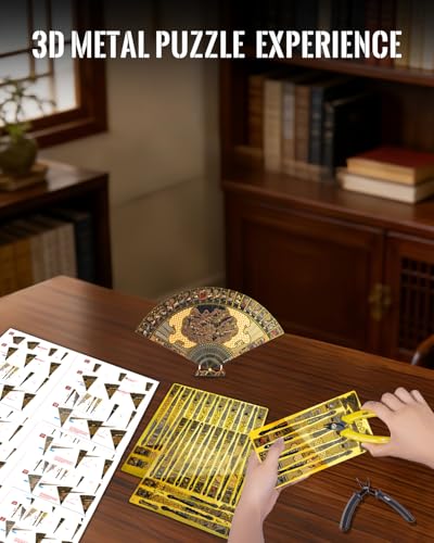 Piececool 3D Metal Puzzle for Adults Folding Fan Metal Model Kit,DIY Building Kits Birthday Christmas Day Gifts for Women 14+