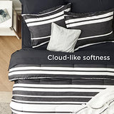 Bedsure Full Comforter Set 7 Pieces, Black Striped Bedding Set for All Seasons, Reversible, Cationic Dyeing Bed in a Bag with Comforter, Sheets, Pillowcases & Shams Bedsure