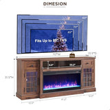 ACCOHOHO Farmhouse Fireplace TV Stand for 80 Inch TV, Entertainment Center w/ 36'' Electric Fireplace & LED Lights, Mordern Media Console with Storage Drawers & Cabinets for Living Room, Brown ACCOHOHO
