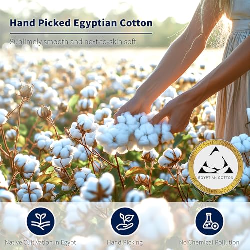 Shilucheng 100% Cotton King Size Sheets Set - 600 Thread Count，Luxury Egyptian Cotton Bed Sheets，5-Star Hotel Quality Sheets, Breathable & Cooling, 16 Inch Deep Pocket - 4 Piece (White, King)