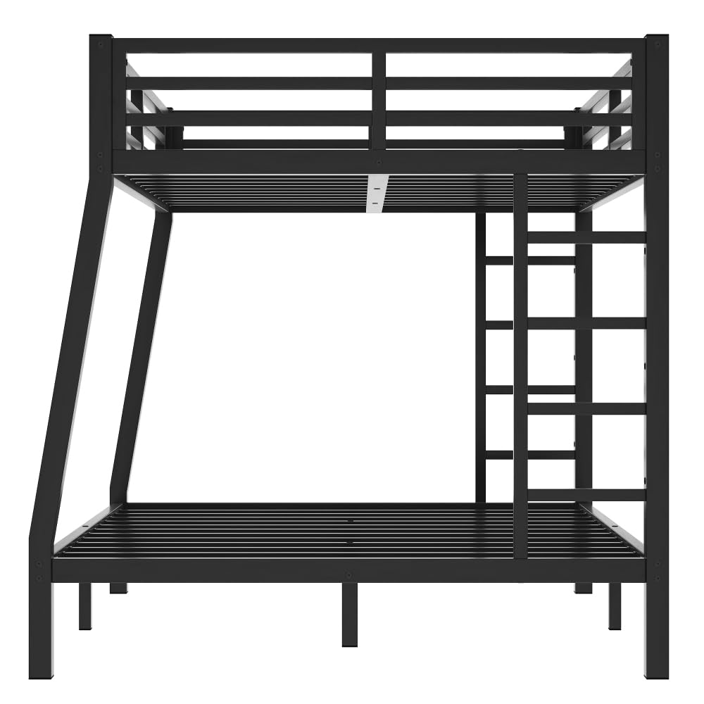 Metal Full XL Over Queen Bunk Bed for Teens and Adults,Space-Saving/Noise Reduced/No Box Spring Needed, Old SKU W1307S00020 (Black + Metal)