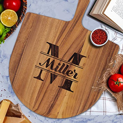 The Wedding Party Store Personalized Acacia Wood Pizza Peel Board Paddle with Handle - Custom Engraved and Monogrammed - WoodArtSupply