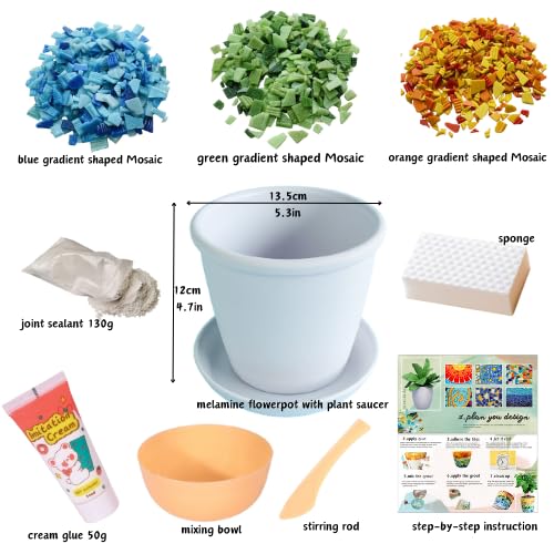 jiezaidada Mosaic Puzzles Craft Kit for Adults, Arts and Crafts Hobbies for Women & Men, Flowerpot Planter DIY with Step-by-Step Guide,Home Decor Gifts for Holiday & Special Occasion jiezaidada