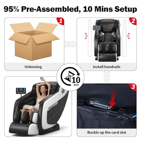 DOVRYTHEN Zero Gravity Full Body Massage Chair - 4.7" Extendable Footrest for Tall Users 5ft-6'3",Lumbar Heat & Foot Rollers, Relieve Back Pain for Sedentary Workers/Tall Users (Home Office) DOVRYTHEN