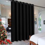 RYB HOME Blackout Thermal Insulated Blind Curtains, Noise Reduce Barrier for Nursery, Portable Curtain for Sliding Glass Door/Storage/Space Room Divider, 7 ft Tall x 8.3 ft Wide, Black, 1 Panel RYB HOME