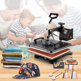 VEVOR 8 in 1 Heat Press Machine Combo, 360° Swing Away Tshirt Press Machine for Printing Hat Mug T Shirts Cap, 12x15 Digital Multifunctional Sublimation Heat Transfer Machine VEVOR