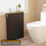 SpaceAid Extra Large Toilet Paper Storage with Lid, Hold up to 24 Regular Rolls or 18 Mega Rolls, Slim Toilet Paper Basket Holder Bin Container, Bathroom Accessories Organizer, Black SpaceAid