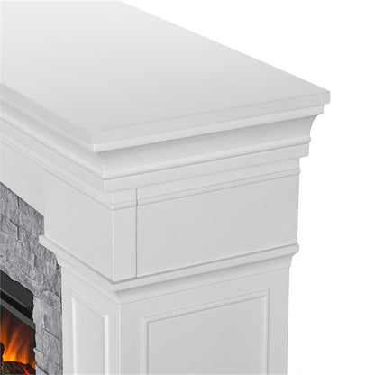 Real Flame Deland Grand Electric Indoor Fireplace with Remote Control, Realistic Infrared Fireplace with Heater, White