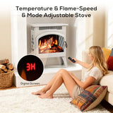 ZAFRO 21" Freestanding Electric Fireplace with Remote, Fireplace Space Heater with Adjustable Flame Color and Brightness, Thermostat/Sleep Mode/Overheat Protection for Bedroom, Living Room(Beige) ZAFRO