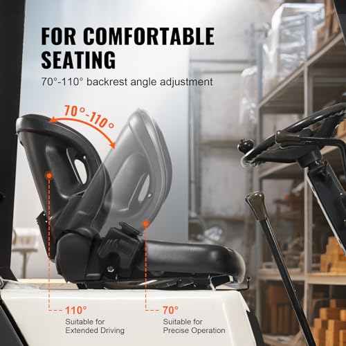 VEVOR Universal Forklift Seat,Tractor Seat with Adjustable Angle Back, Micro Switch and Seatbelt for Toyota Forklift,Tractor,Excavator Skid Loader Backhoe Dozer Telehandler VEVOR