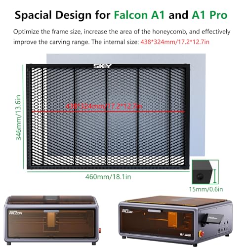 Skouphy Honeycomb Laser Bed for Falcon A1 Laser Engraver with Aluminum Panel,Suction Magnets, Honeycomb Platform for Laser Engraving and Cutter Machine (18.1 * 13.6 in) Cregrant3D