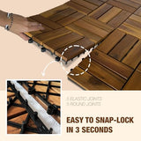 10 pcs Premium Acacia Wood Interlocking Decking Tiles – 12x12x0.9in Weatherproof Patio Flooring Outdoor – Interlocking Deck Tiles for Balcony, Backyar & Poolside, All-Weather Use (Golden Teak Finish) GREEN ALLUVIUM