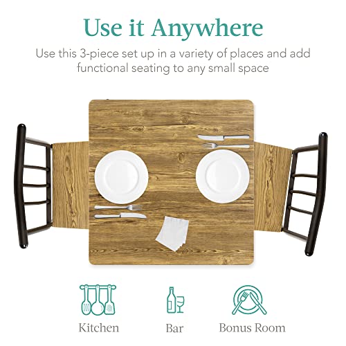 Best Choice Products 3-Piece Dining Set Modern Dining Table Set, Metal and Wood Square Dining Table for Kitchen, Dining Room, Dinette, Breakfast Nook w/ 2 Chairs - Brown Best Choice Products