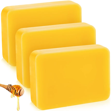 Treela 3 LB Yellow Beeswax Block Pure Natural Beeswax Cosmetic Grade Wax Block for Moisturizer Lotions Creams Lip Balms Soaps Candle Making Treela