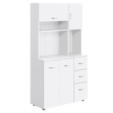 HOMCOM 66" Buffet with Hutch, Freestanding Kitchen Pantry with 2 Large Cabinets, 1 Pull Up Cabinet, 3 Drawers & Wide Countertop, White HOMCOM