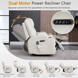 Dual Motor Power Swivel Rocker Recliner Chair with Heat and Massage,Electric Glider Rocking Chairs for Nursery,Theater Seating with LED Lights, USB A/USB C Ports for Living Room (1, Beige)