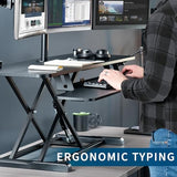 VIVO Height Adjustable 48 inch Standing Desk Converter with Triple 21.5 to 27 inch Monitor Mount, Extra Large Desk Riser, Black, DESK-KIT-48KB3C VIVO