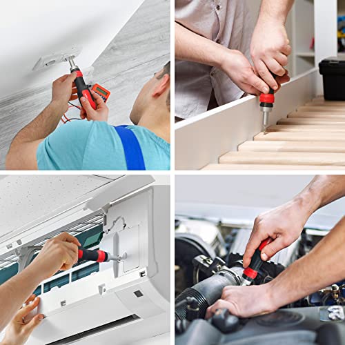 SHARDEN Ratchet Screwdriver 13-in-1 Ratcheting Screwdriver Set Multi Screwdriver Tool All in One with Torx Security, Flat Head, Phillips, Hex, Square and 1/4 Nut Driver Sharden