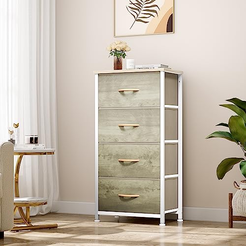 YITAHOME Dresser with 4 Drawers - Fabric Storage Tower, Organizer Unit for Bedroom, Hallway, Hallway, Closets - Sturdy Steel Frame, Wooden Top & Easy - WoodArtSupply