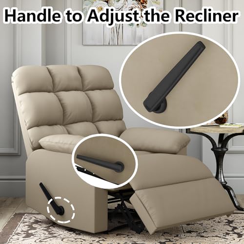 Relaxing Lazy Boy Recliner Chair for Adults,Small Recliners for Small Spaces,Manual Recliner Chair for Bedroom,Relaxing Reclining Chair with Backrest & Footrest for Living Room,Overstuffed (Khaki)