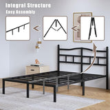 SHOANED 14 Inch Metal Bed Frame - Full Size Heavy Duty Bedframe with Headboard Black Basic Steel Slats Platform No Box Spring Needed/Easy Assembly/Noise Free SHOANED