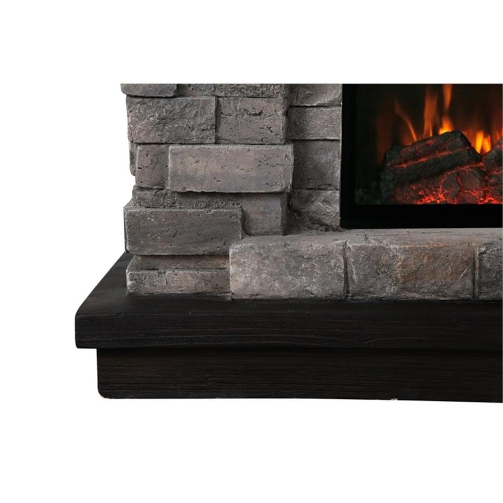LIVILAND 36" Farmhouse Ceramic Magnesium Oxide Freestanding Electric Fireplace with 4 Flickering Flame Effect Settings, Remote and Touch Control, in Gray Finish LIVILAND