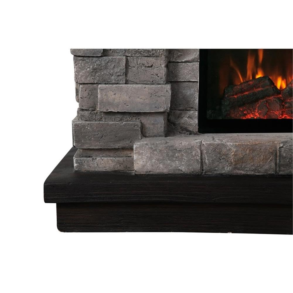 LIVILAND 36" Farmhouse Ceramic Magnesium Oxide Freestanding Electric Fireplace with 4 Flickering Flame Effect Settings, Remote and Touch Control, in Gray Finish